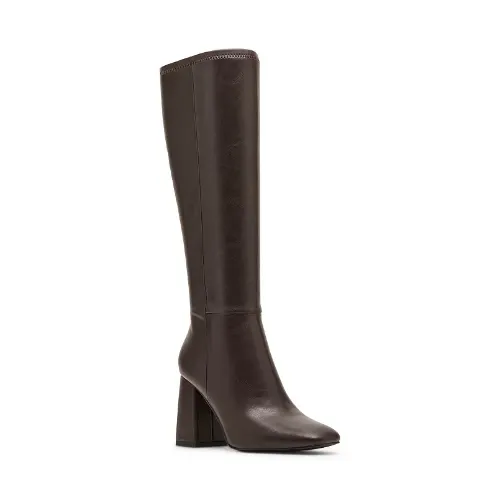 Madden Girl Wisee Wide-Calf Block-Heel Knee-High Dress Boots - Black Smooth