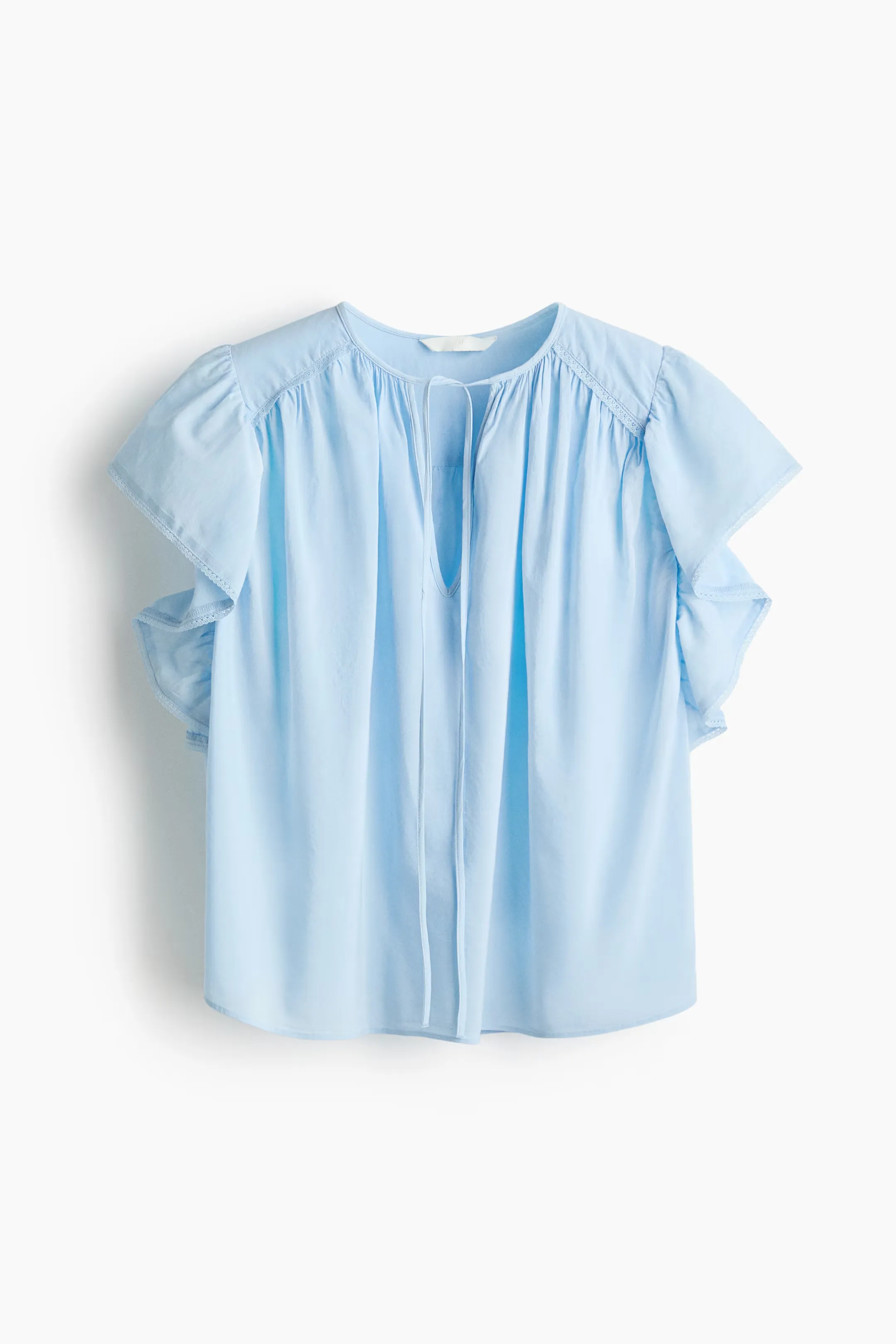 AE Lace Trim Flutter Sleeve Blouse