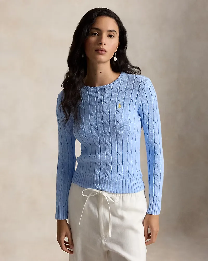Cable-Knit Cotton Crewneck Sweater | Ralph Lauren