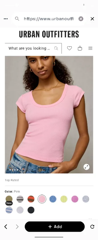 BDG Off-Duty Ribbed Scoop Neck Short Sleeve Tee
