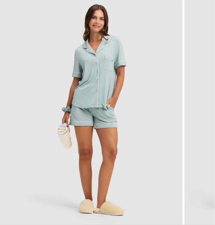 Women's Bamboo Stretch-Knit Short Sleeve Pajama Set
