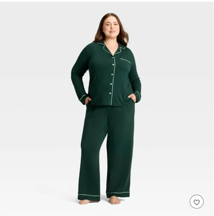Women's Cloud Knit Modal Long Sleeve Notch Collar Top and Pants Pajama Set - Auden™