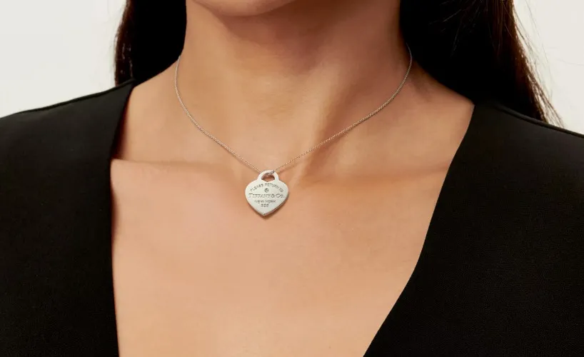 Return to Tiffany® Heart Tag Pendant in Sterling Silver with a Diamond, Medium