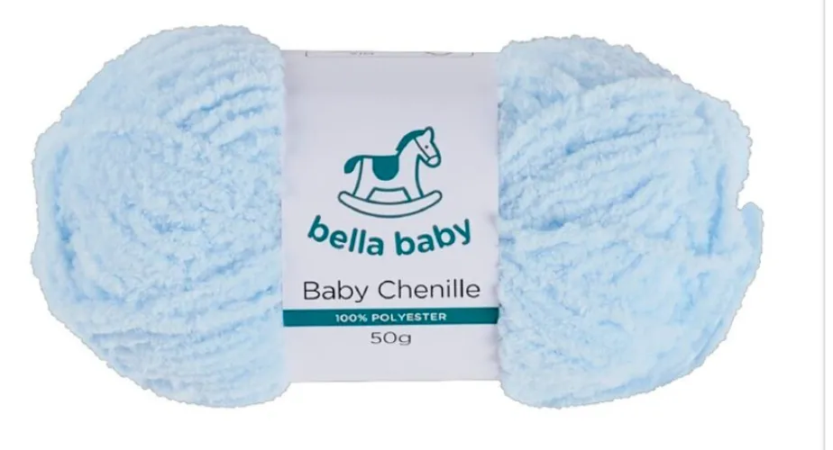 Bella Baby Baby Chenille Polyester 50g Yarn  Blue | Spotlight Australia