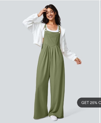 Adjustable Strap Button Multiple Pockets Waffle Casual Overalls