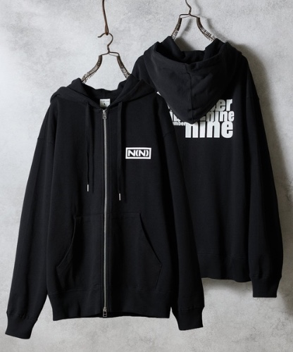 N(N) number nine PRINTED FULL ZIP SWEAT HOODIE / エヌエヌ ナンバーナイン ワンポイントロゴ & バックプリント スウェット ジップパーカー | ナンバーナイン（NUMBER (N)INE）公式通販