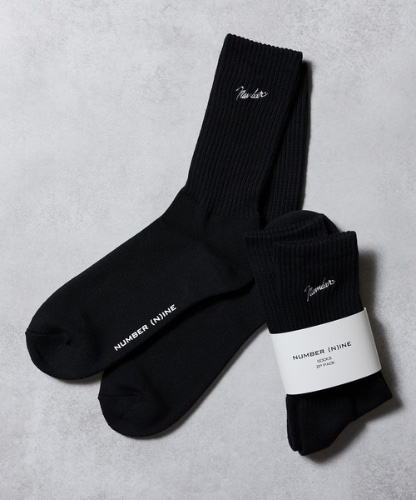 100% FINE COTTON EMBROIDERY CLASSIC LOGO 2 PACK RIB CREW SOCKS / ファイン コットン100% ワンポイント ロゴ刺繍 2パック リブ クルー ソックス | ナンバーナイン（NUMBER (N)INE）公式通販