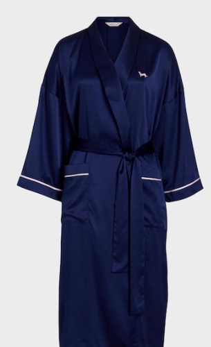 Long Navy Satin Gown  Navy - Peter Alexander Online