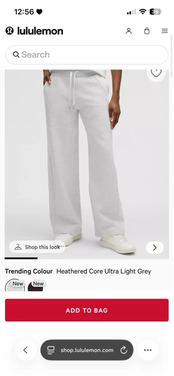 Scuba Mid-Rise Wide-Leg Pant *Regular - Heathered Core Ultra Light Grey - XL