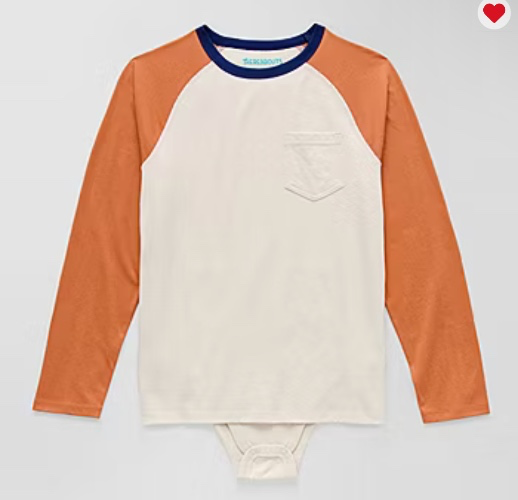 Thereabouts Little & Big Kid Boys Bodysuit Closure Easy-on + Easy-off Adaptive Crew Neck Short Sleeve Bodysuit, L (14-16) Husky, Orange