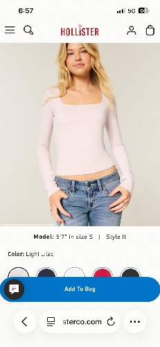 Long-Sleeve Square-Neck Top