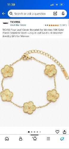Amazon.com: TICVSS Four Leaf Clover Bracelet for Women 18K Gold Plated Stainless Steel Lucky 4 Leaf Gold Link Bracelet Jewelry Gift for Women (Gold): Clothing, Shoes & Jewelry