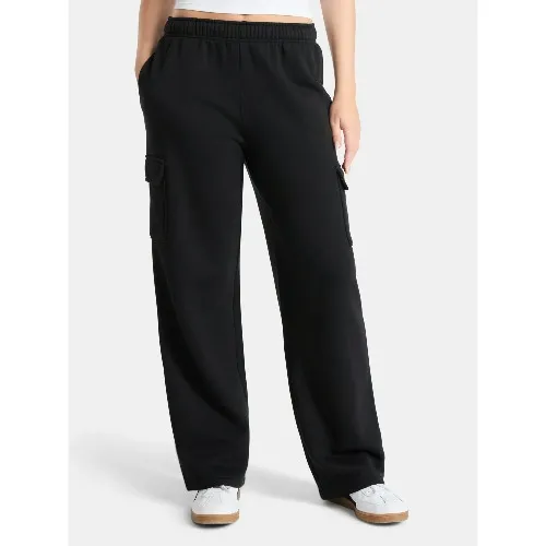 No Boundaries Fleece Cargo Wide-Leg Pants, 30'' Inseam, Women's