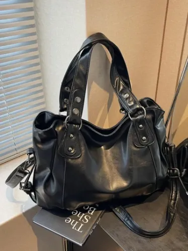 Women's Vintage Large Capacity Tote Bag, Hobo Shoulder Bag, Fashionable PU Leather Shoulder Bag, Shoulder Crossbody for Daily Used, Casual Trendy Versatile High-quality Daily Commuting Bag, Handbag Shoulder Purse, Versatile Shoulder Bags