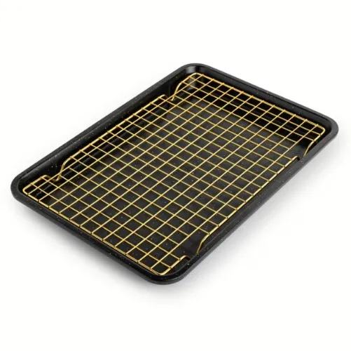Thyme & Table Non-Stick Rectangle Baking Sheet with Gold Cooling Rack - Black