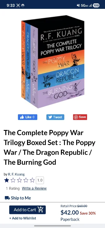 Completed Poppy War Trilogy Series