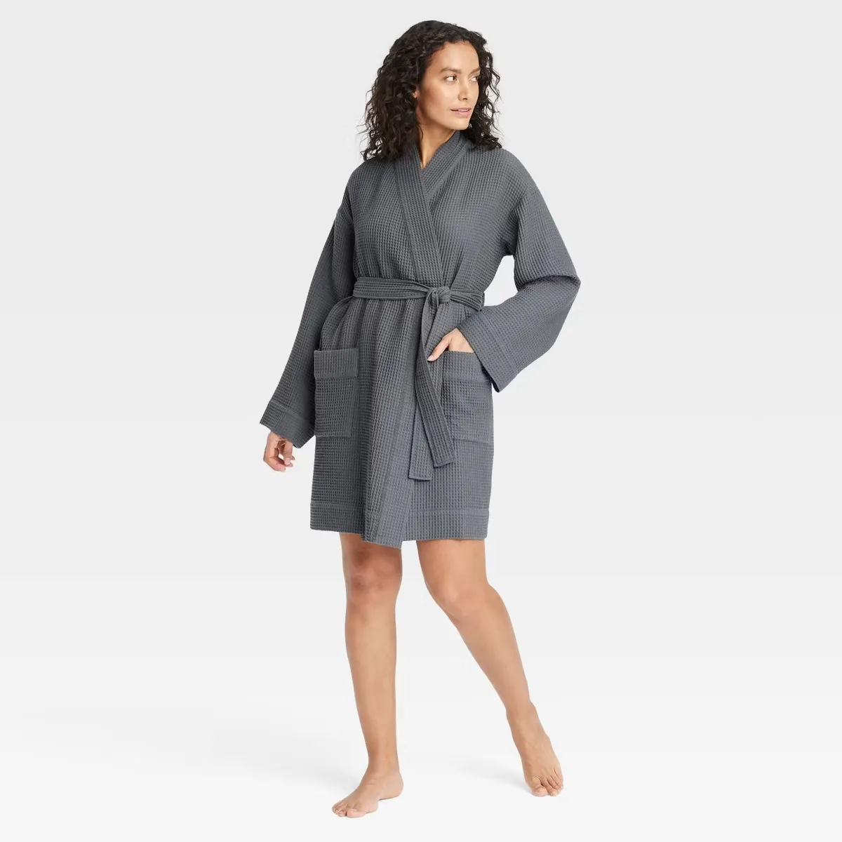 Ellen Tracy Women's Waffle Short Robe, 