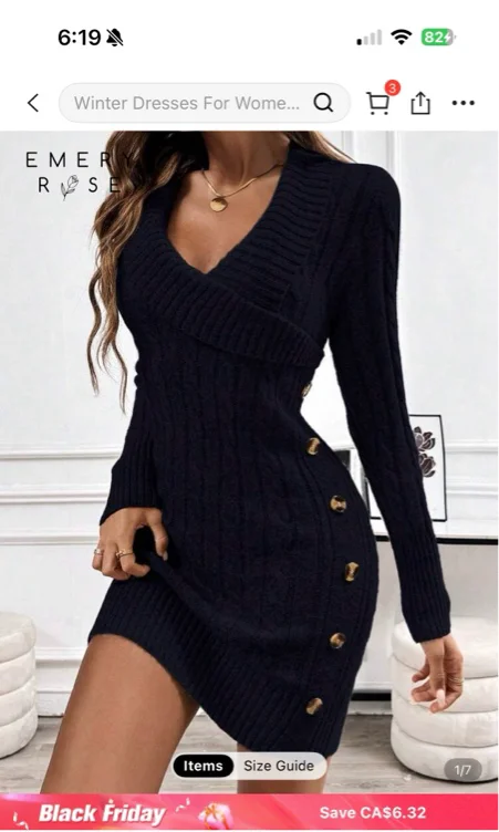 EMERY ROSE Collared Knit Long Sleeve Comfortable Sweater Dress - Google Search