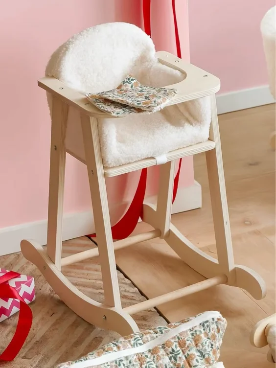 Chaise haute à bascule poupon en bois FSC® bois - Vertbaudet