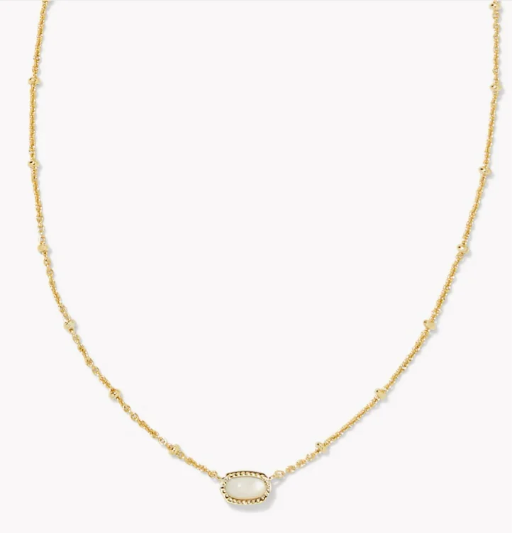 Mini Elisa Gold Satellite Short Pendant Necklace in Ivory Mother-of-Pearl