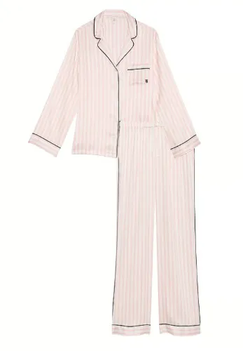 Glazed Satin Long Pajama Set