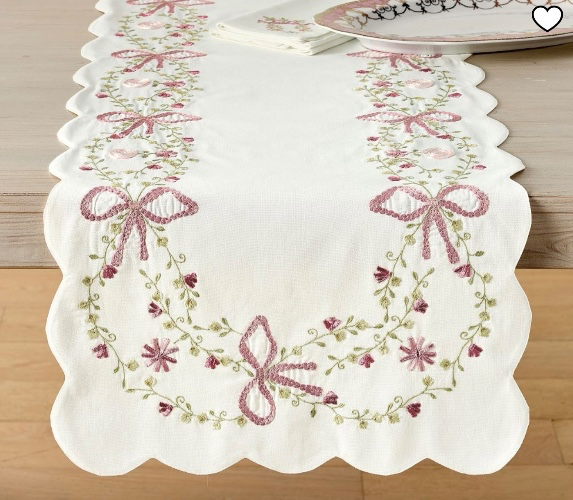 LoveShackFancy Embroidered Bow Table Runner | Pottery Barn