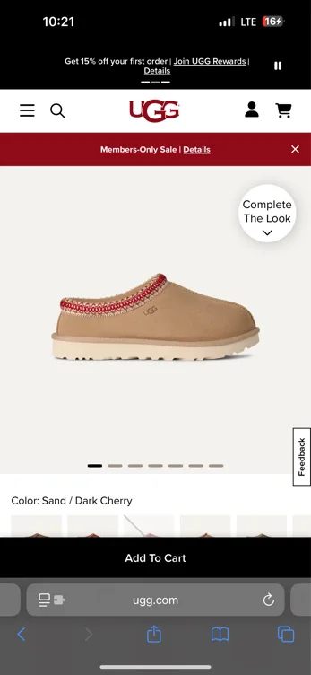 UGG® Women's Tasman II Sheepskin Slippers in sand/dark cherry Size 11