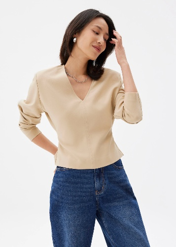 Moon Shoulder Padded V-neck Top