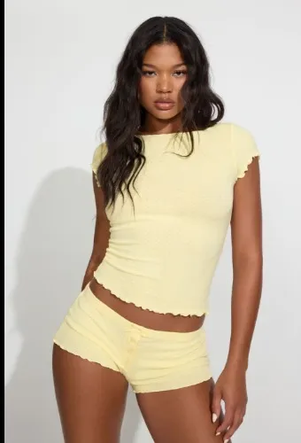 Tiny Pointelle Lettuce Edge Shorts