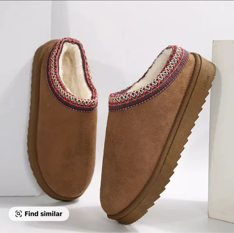 Women's Slippers Platform Mini Boots For Women Suede Leather - TikTok Shop