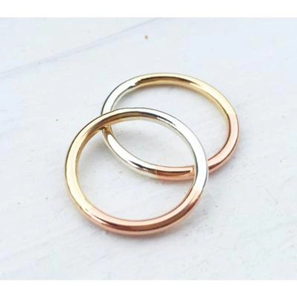 Solid Gold Aura Stacking Ring, Tri Color Band, Alternative 14K Gold, Rose & Sterling Mixed Metal Ring