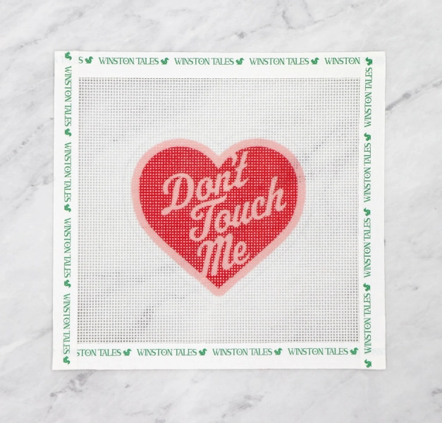 Don't Touch Me Valentine's Heart Hand Painted Needlepoint Canvas