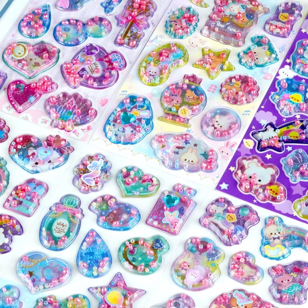 3 pcs/6 pcs Cute Fragrant Glitter Shaking Sticker 3D Cartoon Scrapbooking Diy Journaling Stationery Diary Sticker School Gift - AliExpress 