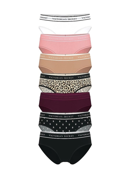 White/Pink/Nude/Black 7 Pack Logo Knickers