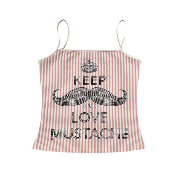 love_mustache stripe cami (pink)
