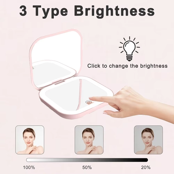 LED Lighted Mini Makeup Mirror Portable Handheld Vanity Mirror Pocket-Sized with Magnifying Feature for On-the-Go Beauty Care - AliExpress 66