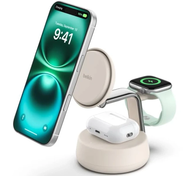 Belkin UltraCharge Pro 3-in-1 Qi2 25W Magnetic Charging Dock wiz040tt