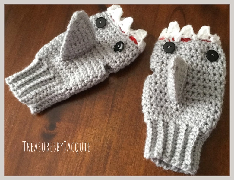Crocheted Shark Fingerless Gloves: Fun Gift for Kids & Adults - Etsy