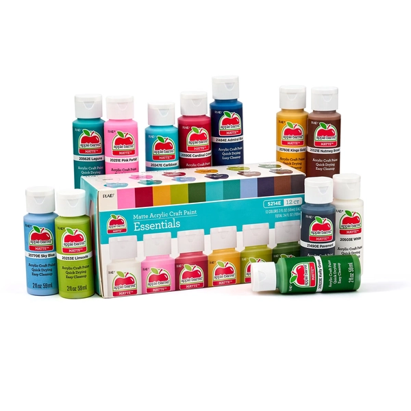 Apple Barrel Acrylic Craft Paint, Matte Finish, Essentials, 2 fl oz, 12 Piece - Walmart.com