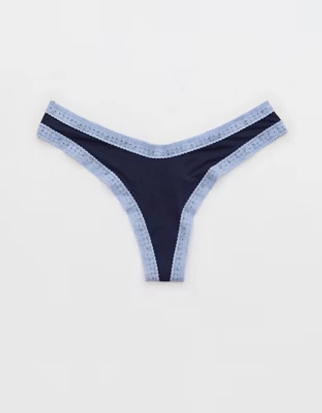 SMOOTHEZ Microfiber Lace Thong Underwear
