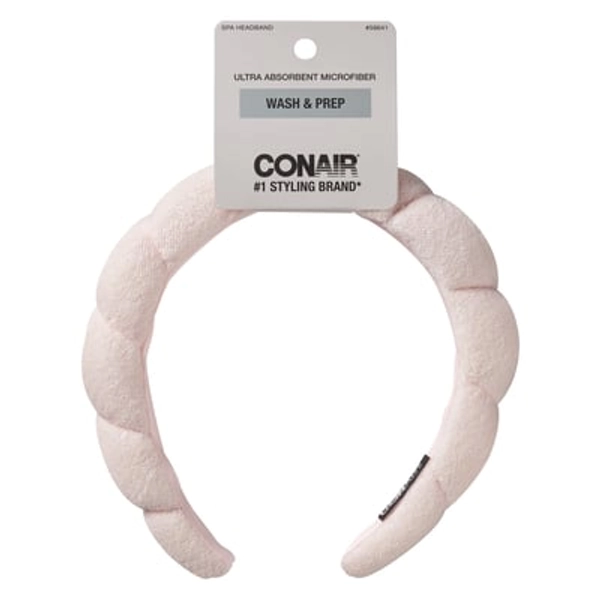 Conair Bubble Spa Terrycloth Rounded Headband, Pink, 1 Count
