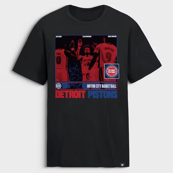 Men's Detroit Pistons Ausar Thompson, Jalen Duren & Cade Cunningham Black Nasty Boys T-Shirt