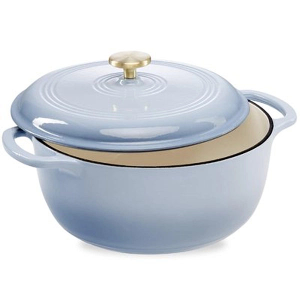 Best Choice Products - 6 Quart Enamel Cast-Iron Dutch Oven, Heavy-Duty Cookware w/ Dual Handles, Lid - Cornflower Blue