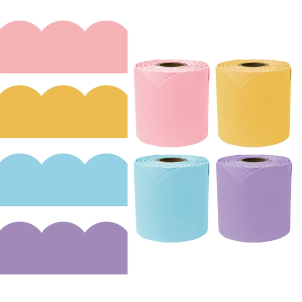 65' Spring Pastel 4 Pack Rolled Bulletin Board Border Set