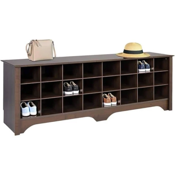 Prepac 24 Pair Shoe Storage Cubby Bench