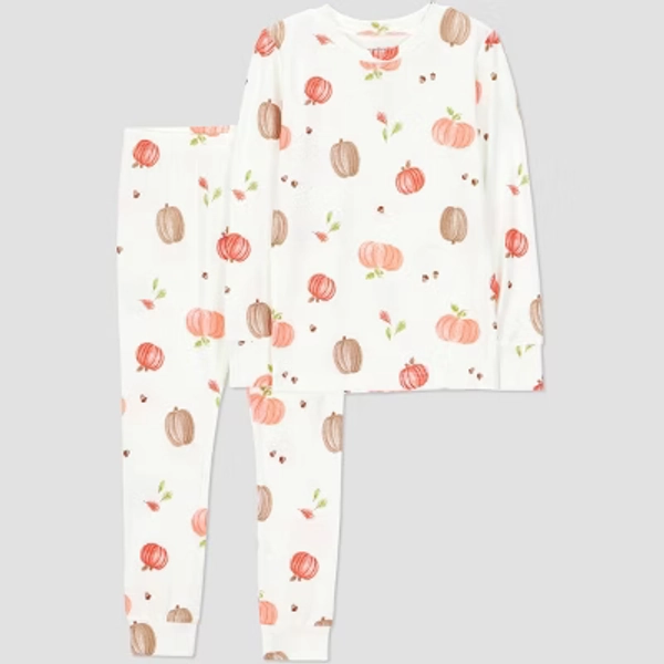 Carter's Just One You® Toddler 2pc Short Sleeve Comfy Soft Pumpkins Pajama Set - Cream 4T