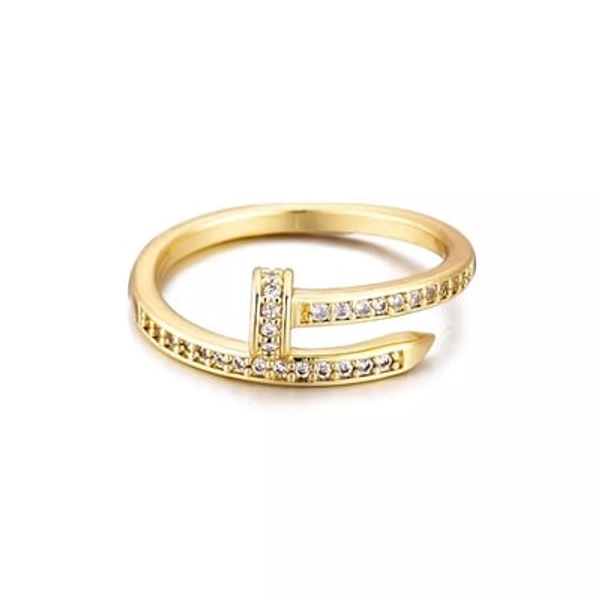 Adornia 14k Gold Plated Cubic Zirconia Nail Ring, Women's, Size: 5, Gold Tone