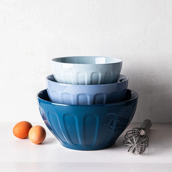 KSP Heirloom 'Faceted' Mixing Bowl - Set of 3 (Blue)