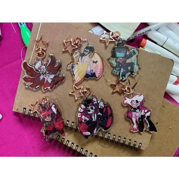Hazbin Hotel Keychain: Alastor, Vox, Angel Dust, Adam, Lucifer and Husk
