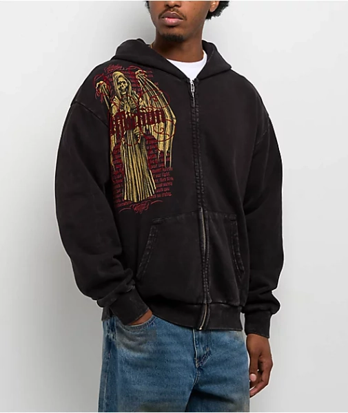Affliction Prayer Black Wash Zip Hoodie